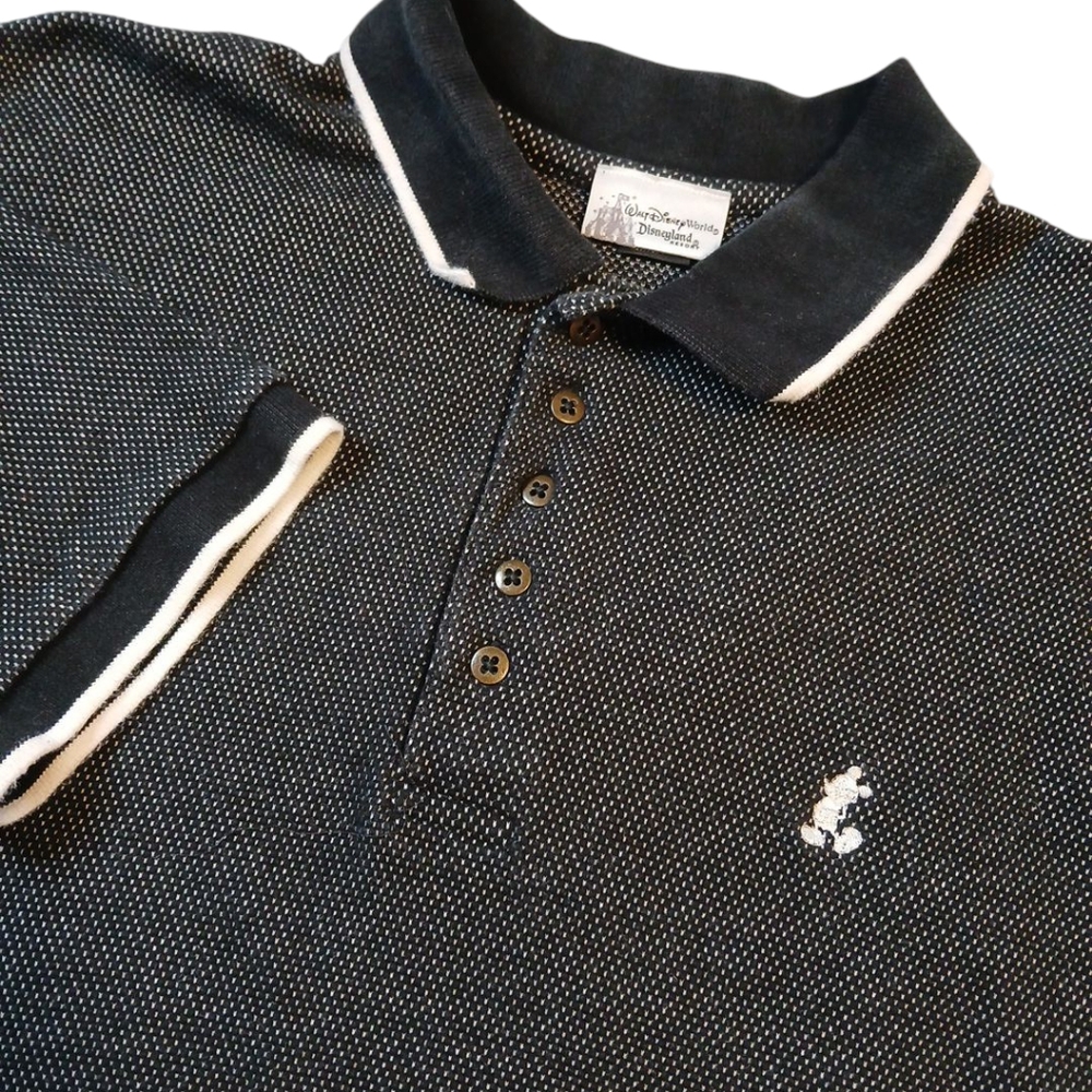 Walt DISNEY Worldβ Resort Mickey Mouse Harringbone Black Polo Medium